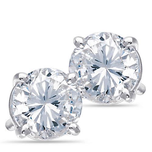 Solitário de 4 quilates redondo de diamante brincos de ouro branco 14K - harrychadent.pt
