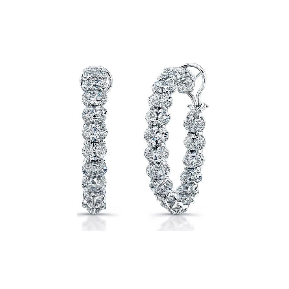 Brinco argola de diamante com corte oval de 4 quilates espumante em ouro maciço - harrychadent.pt