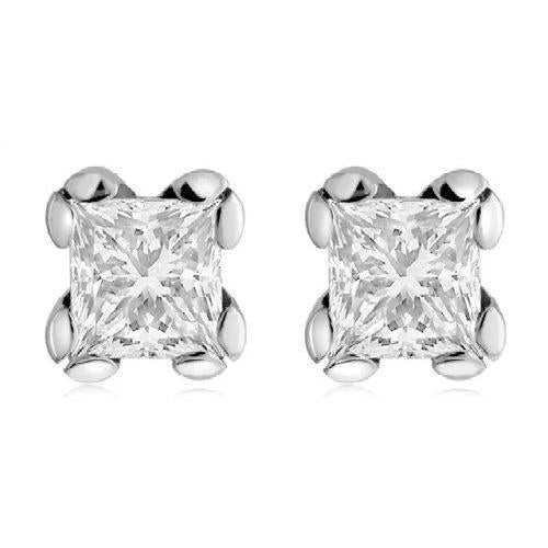 4 ct big Princess Cut Solitaire diamante com pino de ouro branco 14k - harrychadent.pt