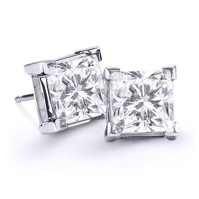 4 ct big solitaire princesa diamante brinco de ouro branco sólido 14K - harrychadent.pt