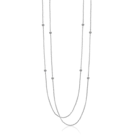 Colar duplo de diamantes de 4 ct por jarda corrente de 18 polegadas em ouro branco - harrychadent.pt