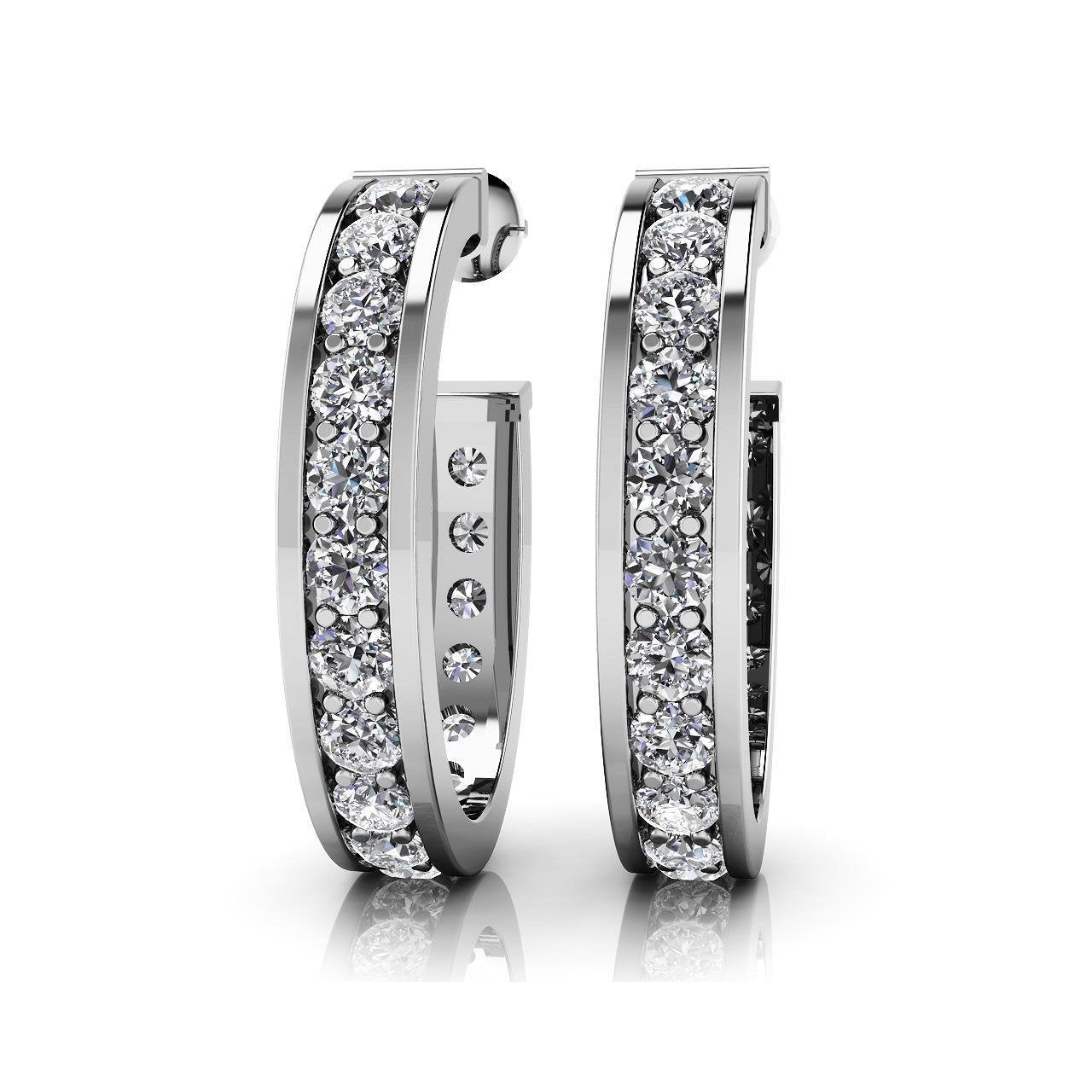 Conjunto de pontas de 4 ct com diamantes lapidação redonda feminina brincos de argola ouro branco 14K - harrychadent.pt