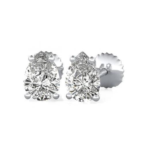 4 Prong Setting Pear Cut Diamond Brinco de ouro branco sólido 2 ct. - harrychadent.pt