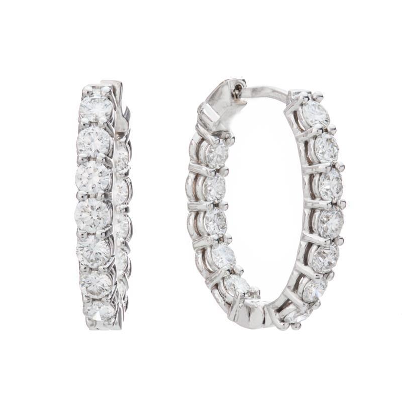 Brincos femininos de argola de diamantes cintilantes de 4,10 quilates ouro branco 14K - harrychadent.pt