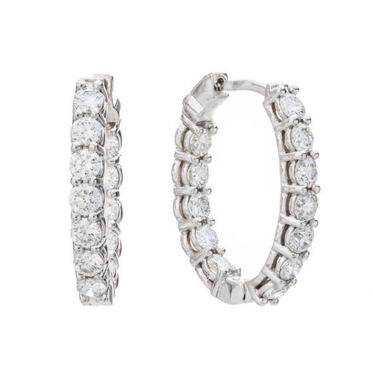 Brincos femininos de argola de diamantes cintilantes de 4,10 quilates ouro branco 14K - harrychadent.pt