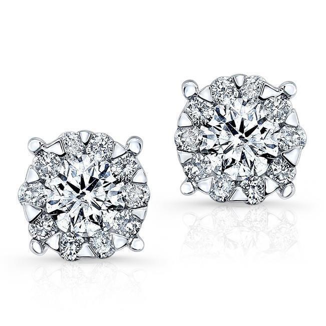 Brincos femininos de diamante com lapidação brilhante de 4.10 ct ouro branco 14K - harrychadent.pt