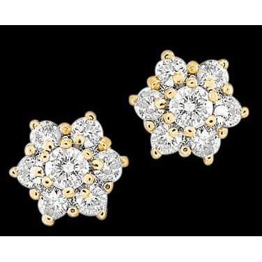 4.2 Ct. Par de brincos de ouro amarelo e diamante redondo - harrychadent.pt