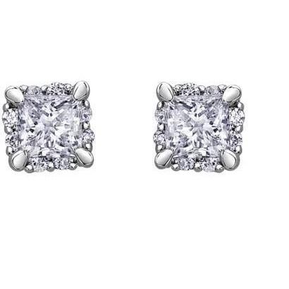 4.20 quilates Princesa e brincos de diamantes redondos em ouro branco - harrychadent.pt