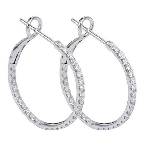 Brincos femininos de argola de diamantes brilhantes de corte redondo de 4,20 quilates de ouro 14K- harrychadent.pt