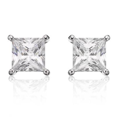 Conjunto de pontas de diamante 4.5 ct Princesa Cut Prong Brinco de diamante 14K ouro branco - harrychadent.pt