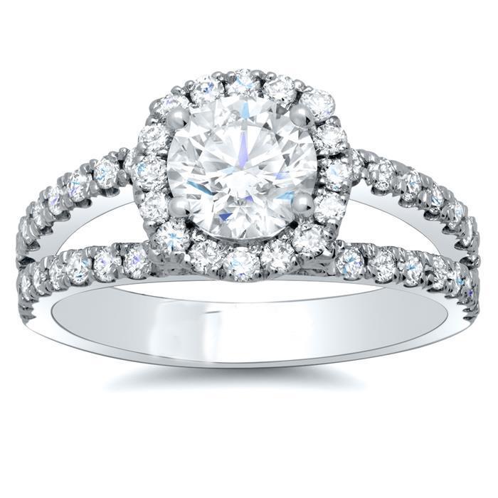 Anel de noivado de diamante de 4.90 ct em ouro branco 14K - harrychadent.pt