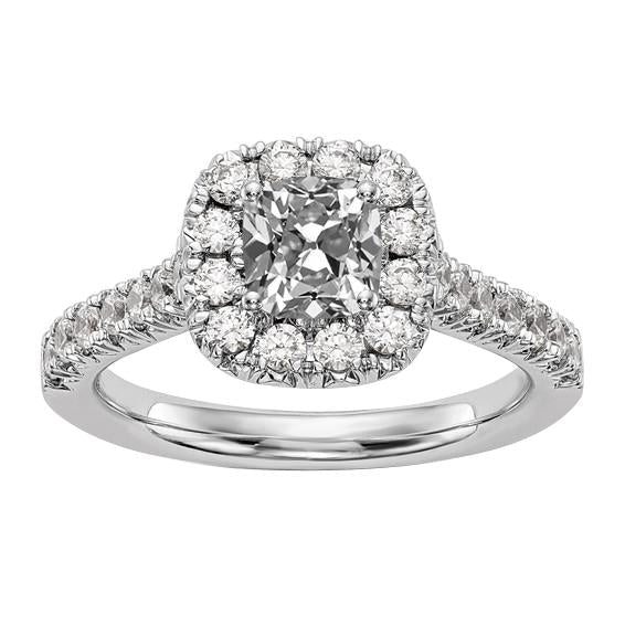 Almofada de aliança de ouro 5 quilates Halo Old Miner Diamond 14K Gold - harrychadent.pt