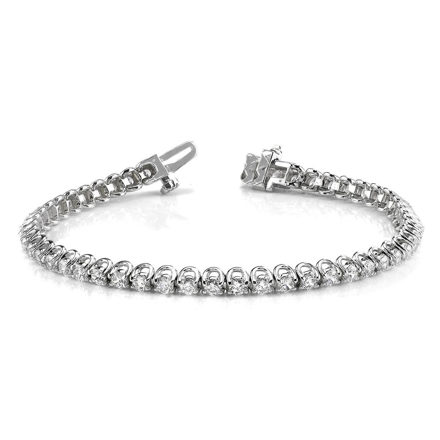 Bracelete de tênis com 5 quilates de pontas de diamante lapidação brilhante WG 14K - harrychadent.pt