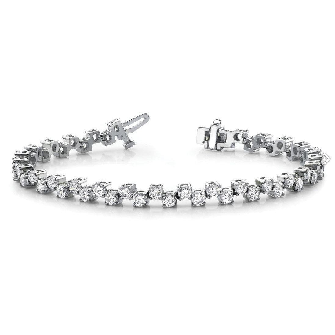 Pulseira de tênis de 5.40 quilates redonda brilhante de diamante de corte em ouro branco - harrychadent.pt