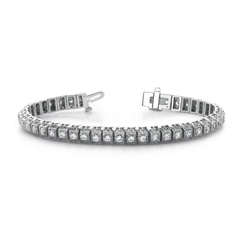 Pulseira de tênis de diamante redondo de 5.50 quilates em ouro branco sólido 14K - harrychadent.pt