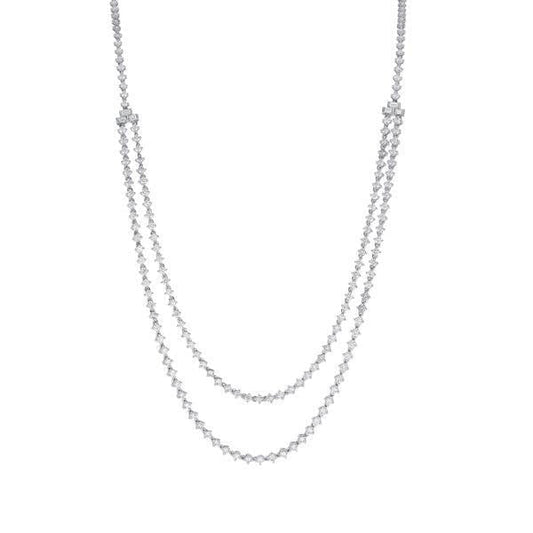 Colar de corrente feminina de diamantes de corte brilhante de 5,50 ct em ouro branco 14K - harrychadent.pt