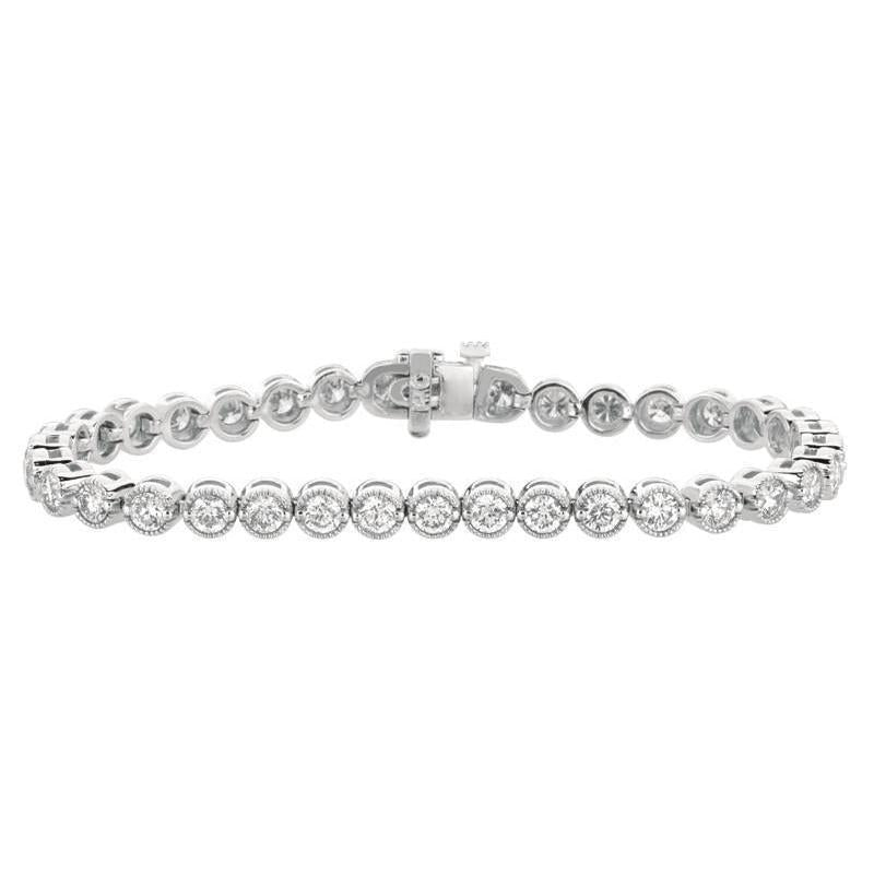 Bracelete de fixação de pontas de ouro 14K com diamantes redondos de 6 quilates e ouro branco nova - harrychadent.pt