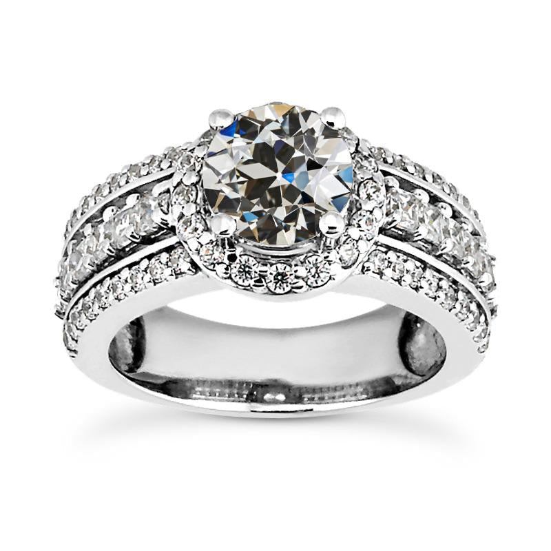 6 quilates diamante antigo mineiro anel halo tripla fileira acentos joias de ouro - harrychadent.pt