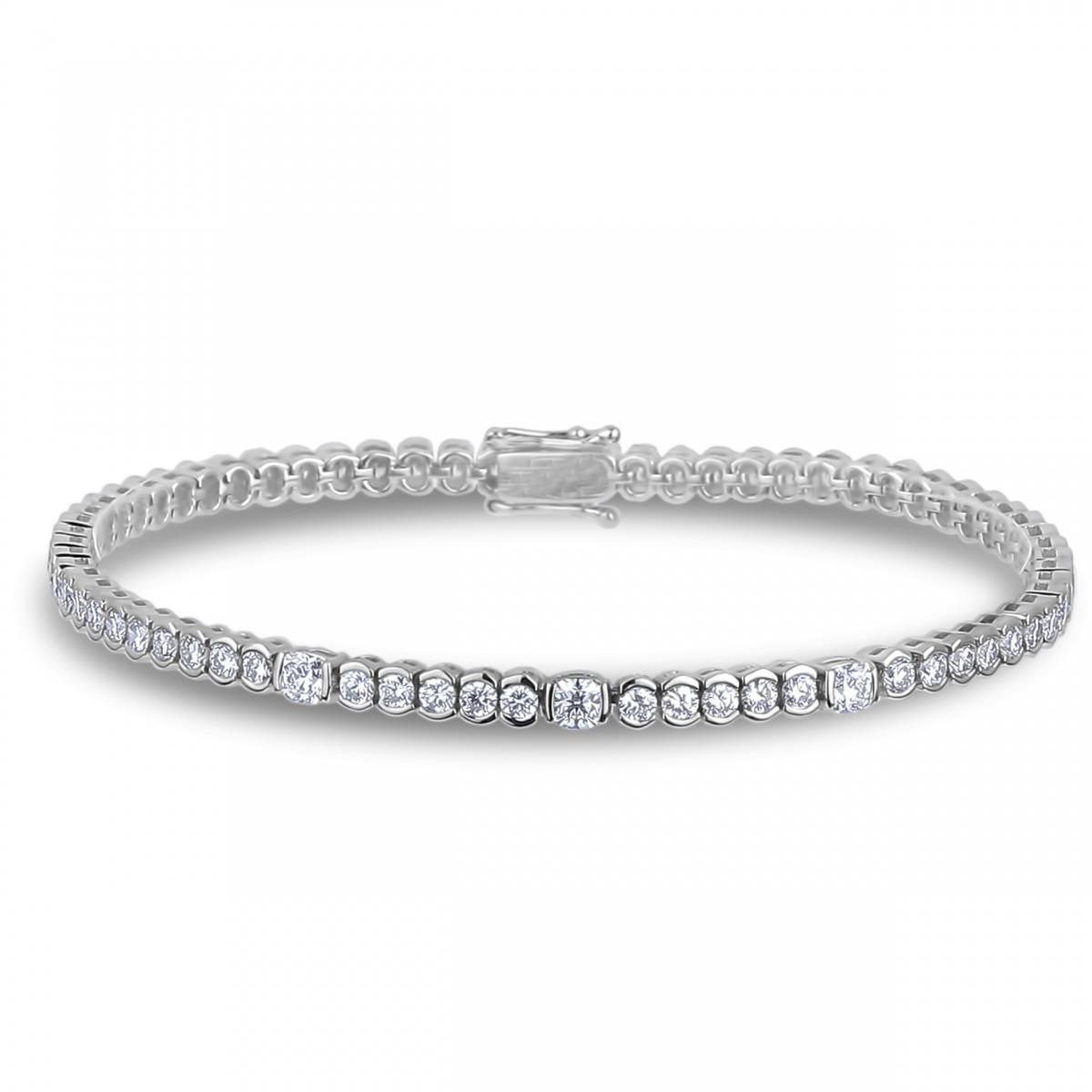 Pulseira de tênis feminino de diamantes espumantes 6.30 quilates ouro branco 14K - harrychadent.pt