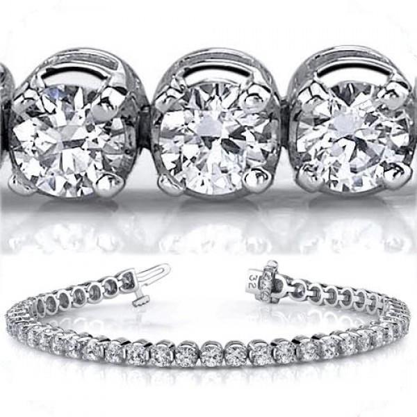 Bracelete de tênis de 6.75 quilates de diamantes com pontas de dentes de ouro branco - harrychadent.pt