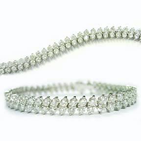 Bracelete de diamante redondo de tênis com fixação de 7 quilates e ouro branco 14K - harrychadent.pt