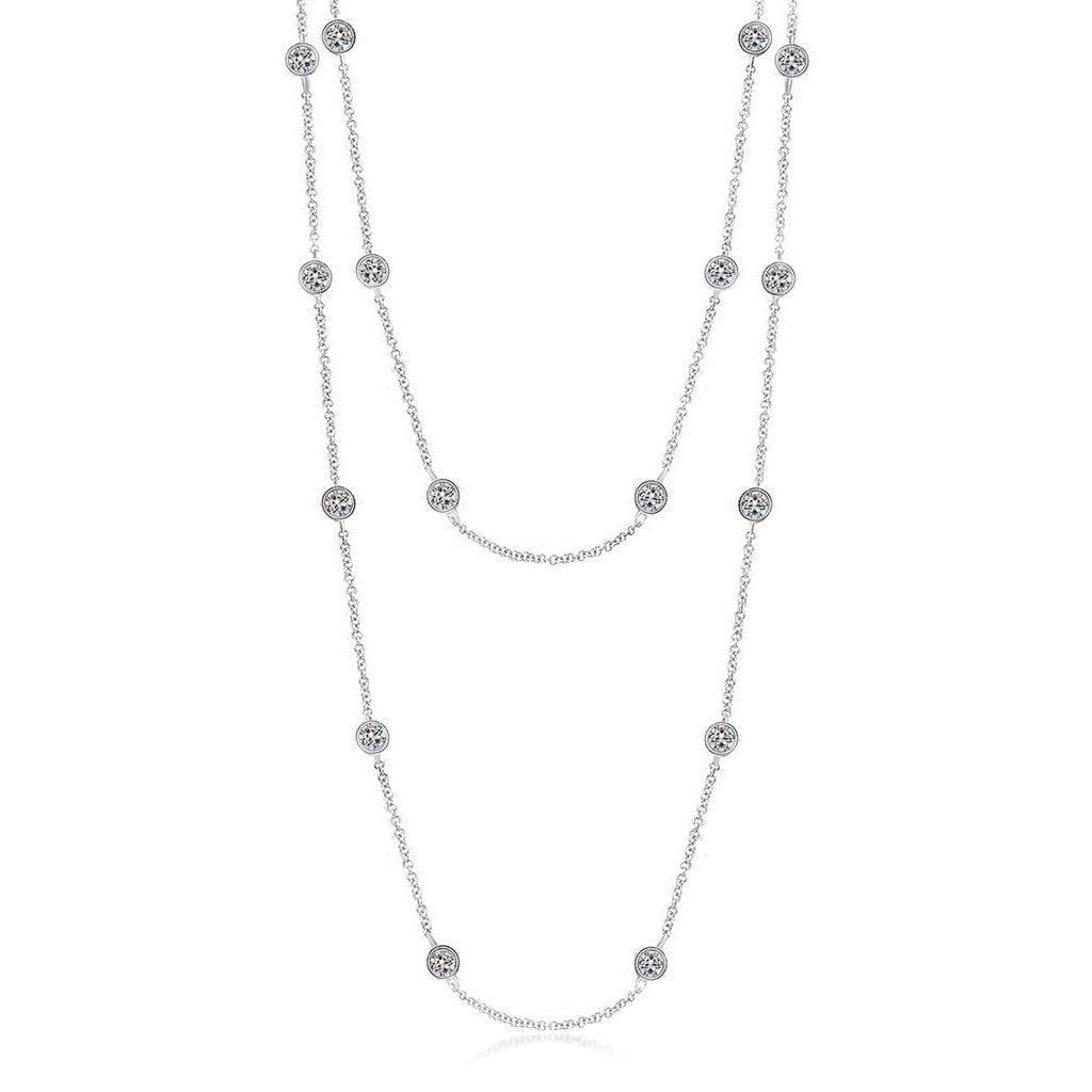 Colar feminino de 7 ct com jarda de diamantes Moldura miligrain longa - harrychadent.pt