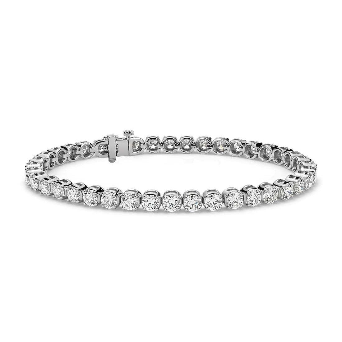 Bracelete de tênis redondo feminino de ouro branco de diamante 8 ct - harrychadent.pt