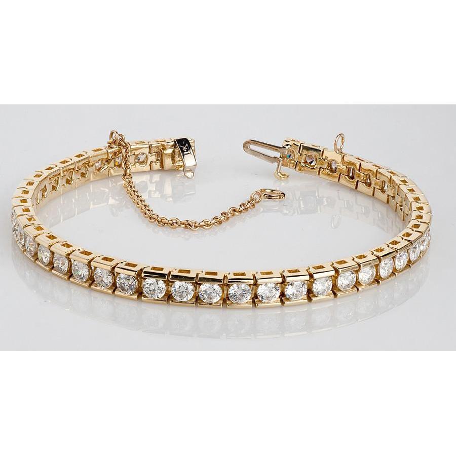 Conjunto de canaleta de pulseira de tênis de diamantes redondos de 8.80 quilates em ouro - harrychadent.pt