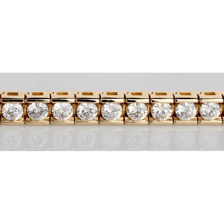 Conjunto de canaleta de pulseira de tênis de diamantes redondos de 8.80 quilates em ouro - harrychadent.pt