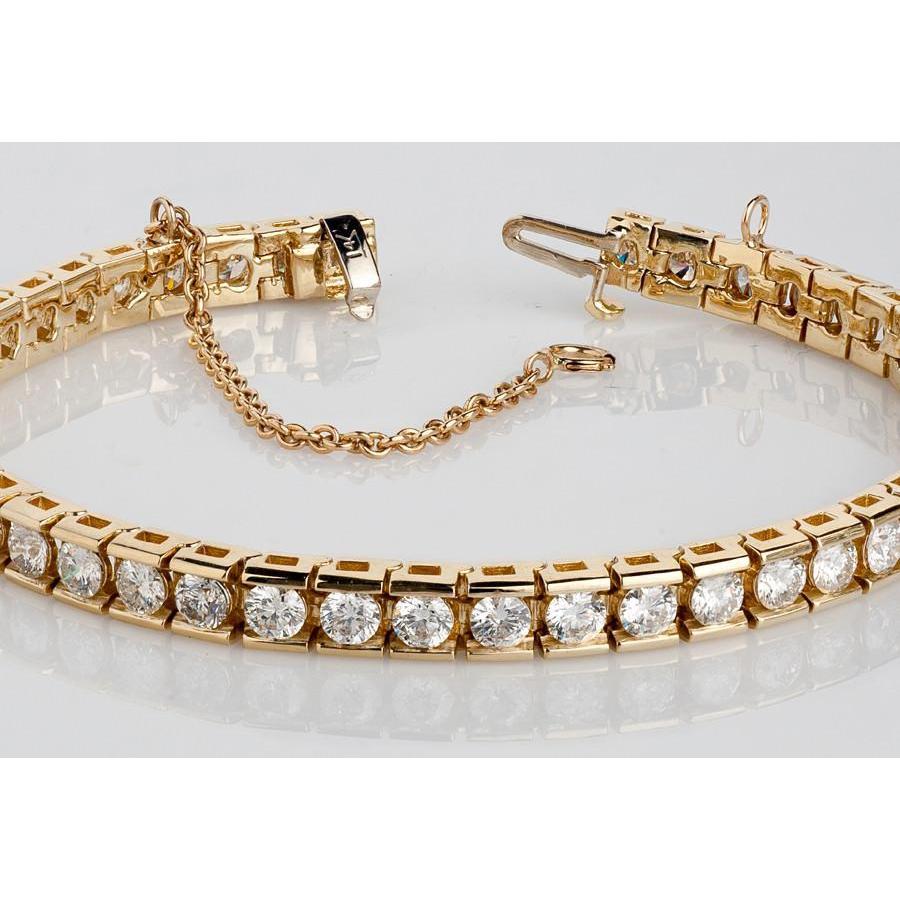 Conjunto de canaleta de pulseira de tênis de diamantes redondos de 8.80 quilates em ouro - harrychadent.pt