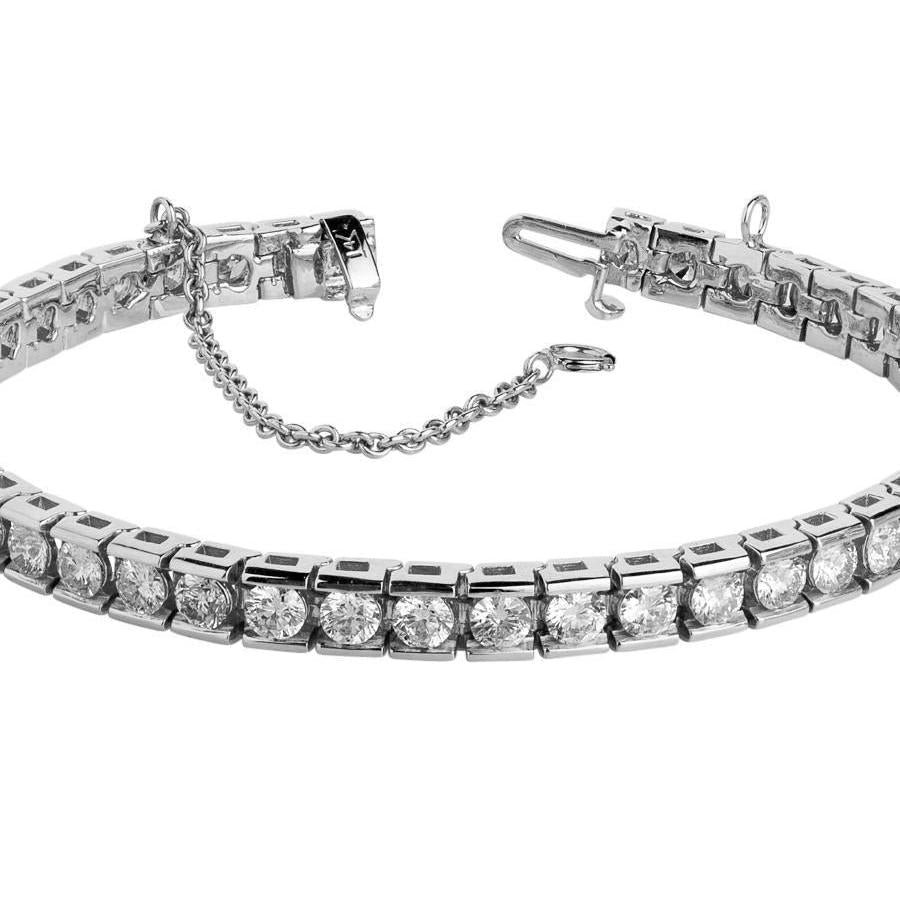 8.80 Ct. Conjunto de canal de pulseira de tênis de diamante em ouro branco 14K - harrychadent.pt