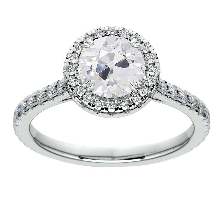 Anel de Halo de aniversário redondo com diamantes lapidados em mina antiga 4.50 quilates - harrychadent.pt