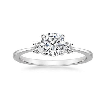 Anel de aniversário redondo de 3 quilates de diamantes e ouro branco de três pedras 14K - harrychadent.pt