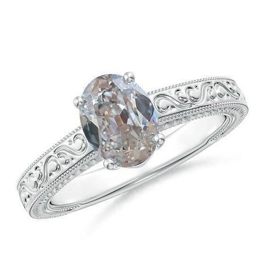 Antigo estilo solitário oval de mineiro antigo anel de diamante de ouro 1.50 quilates - harrychadent.pt