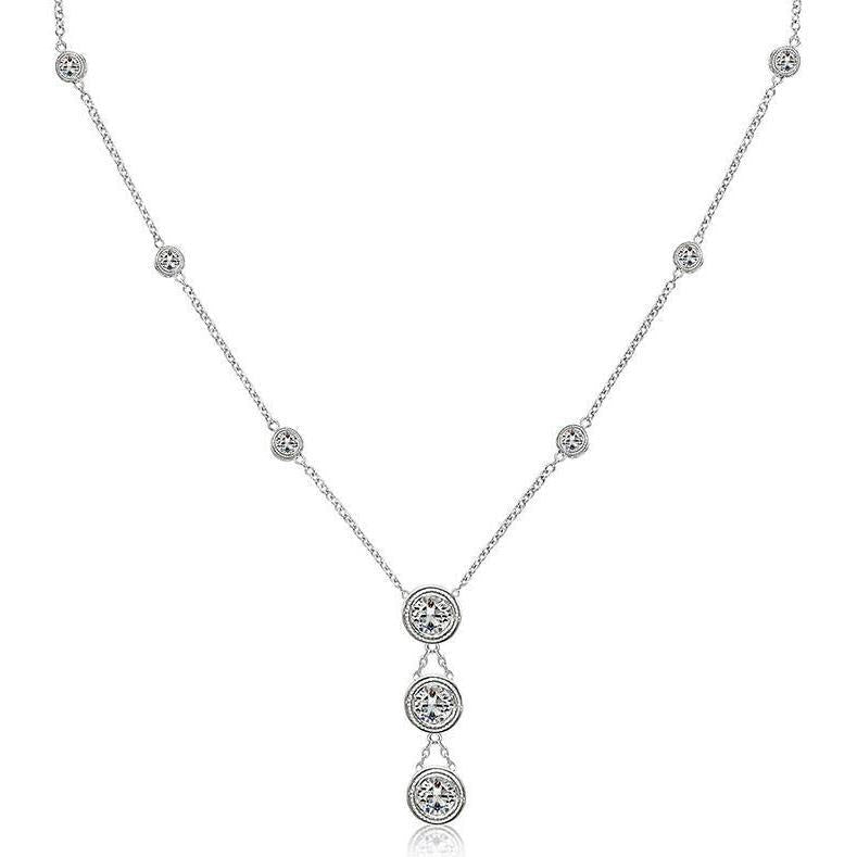 Bezel Milligrain Setting 3.15 Ct 18 "Colar de ouro branco 14K - harrychadent.pt