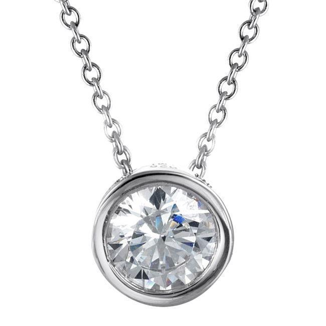 Lunetta Pendente Solitario in oro bianco con diamanti rotondi scintillanti da 2 ct - harrychadent.pt