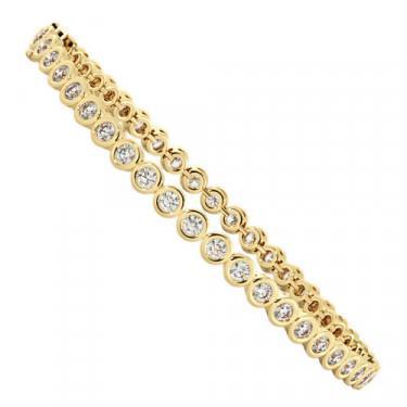 Bezel set round cut 6.75 quilates Diamonds Tennis Bracelet YG - harrychadent.pt