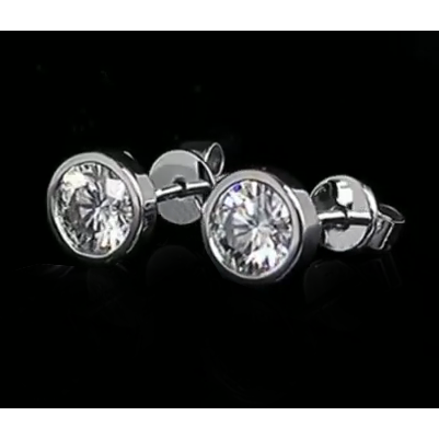 Conjunto de moldura Solitaire 1 quilate redondo diamante brincos joias finas - harrychadent.pt
