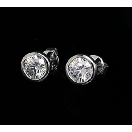 Conjunto de moldura Solitaire 1 quilate redondo diamante brincos joias finas - harrychadent.pt