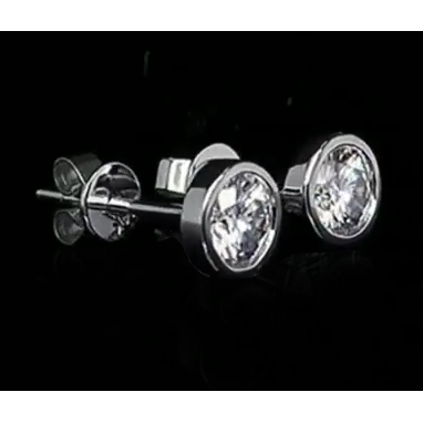 Conjunto de moldura Solitaire 1 quilate redondo diamante brincos joias finas - harrychadent.pt