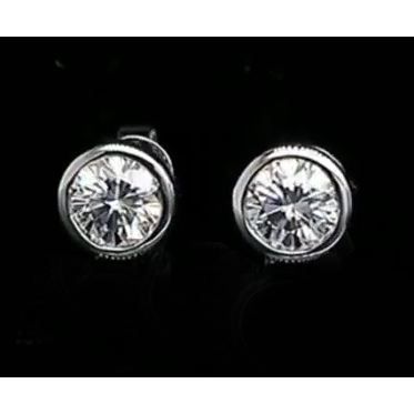 Conjunto de moldura Solitaire 1 quilate redondo diamante brincos joias finas - harrychadent.pt