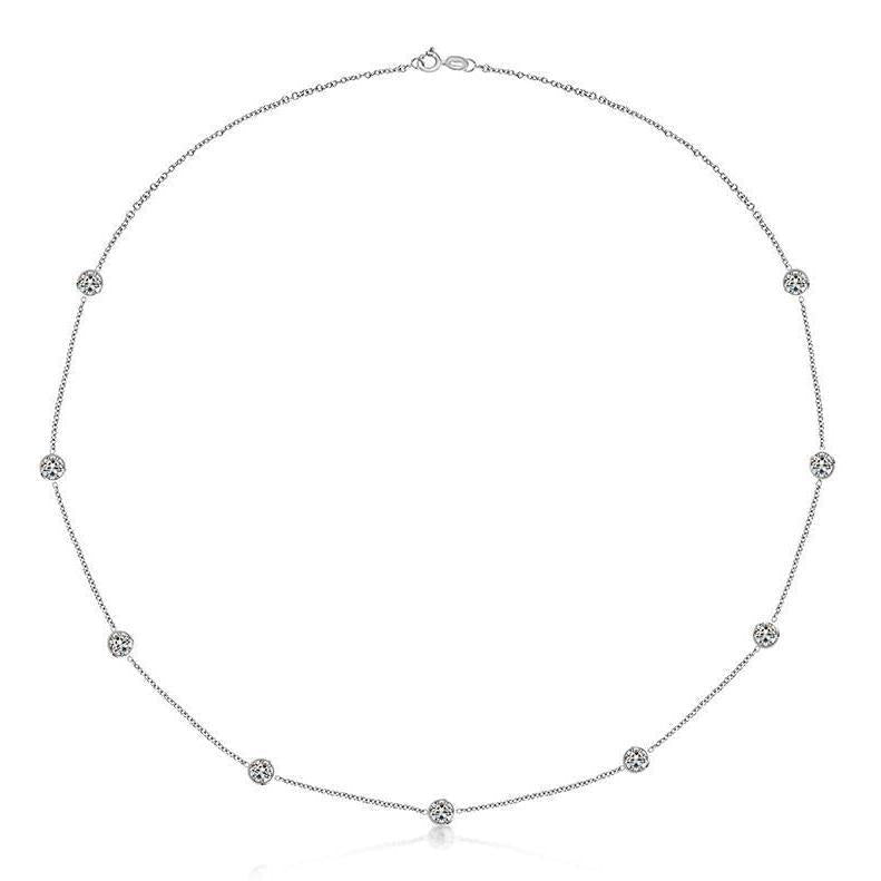 Bezel Setting F Vs1 6 quilates Yard Of Diamonds Colar de ouro branco - harrychadent.pt
