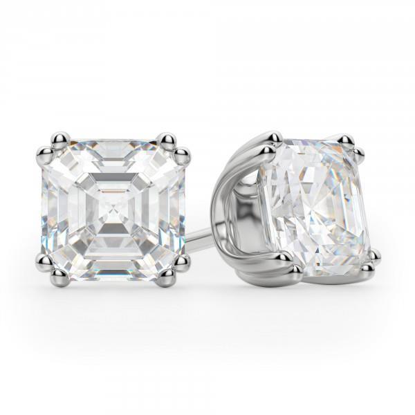Big Asscher Cut 4 Quilates Diamond Stud Earring Ouro Branco Jóias Finas - harrychadent.pt