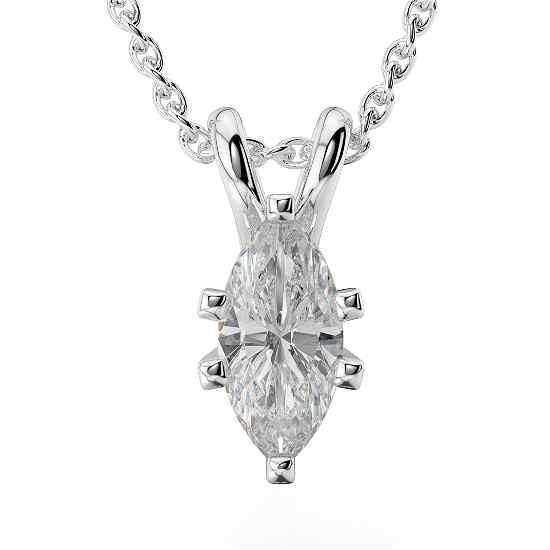 Big Marquise Cut 2 Ct Solitaire Diamond Colar Pingente de Ouro Branco - harrychadent.pt