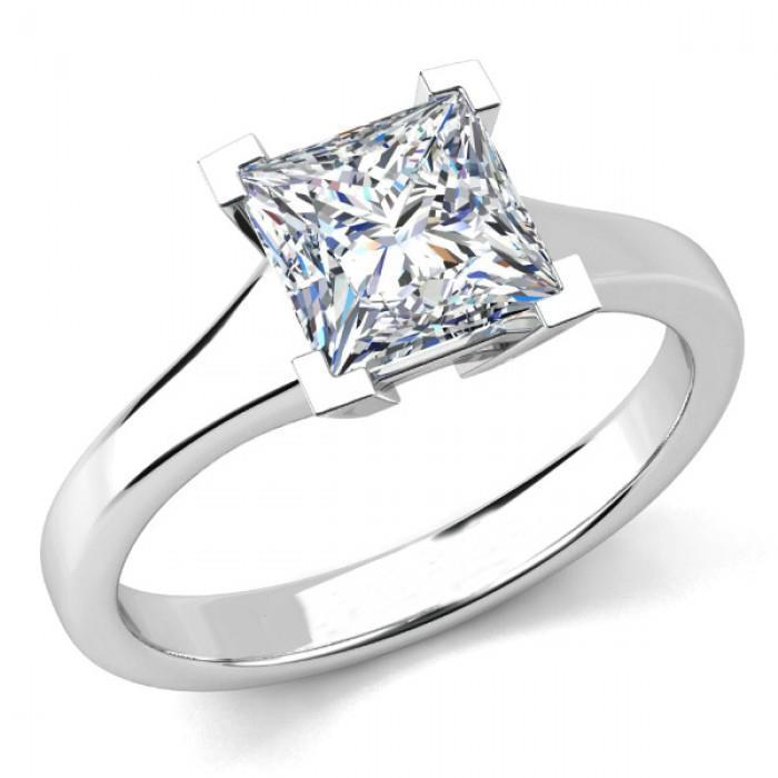 Big Princess Cut 3 Ct Solitaire Diamante Anel de Aniversário em Ouro Branco - harrychadent.pt
