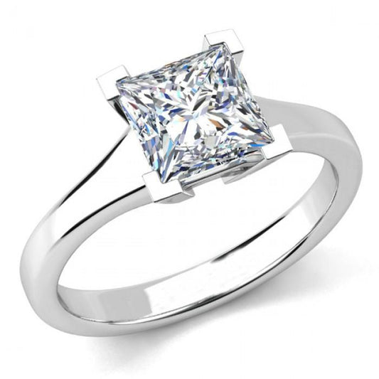 Big Princess Cut 3 Ct Solitaire Diamante Anel de Aniversário em Ouro Branco - harrychadent.pt