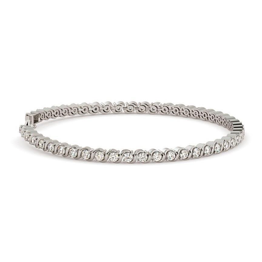 Pulseira de tênis de 5 quilates de diamantes de corte brilhante em ouro branco 14K - harrychadent.pt
