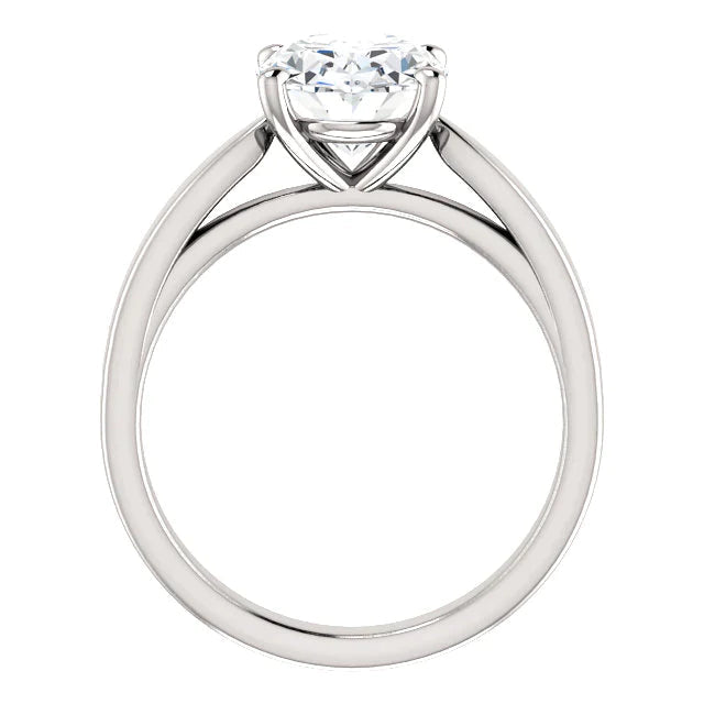 Anel de diamante solitário com configuração catedral oval 3,50 quilates