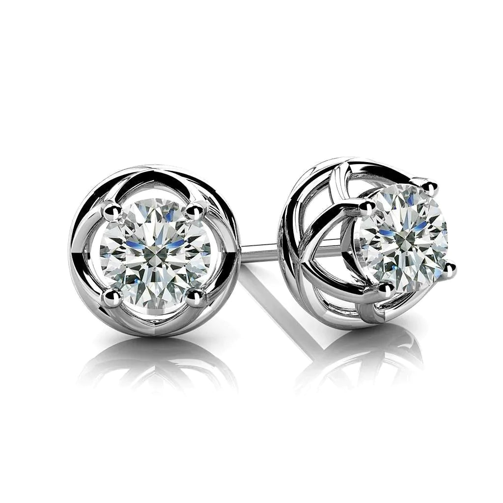 Brinco Solitário Criss Cross Diamante Redondo Brilhante 2 quilates Ouro Branco