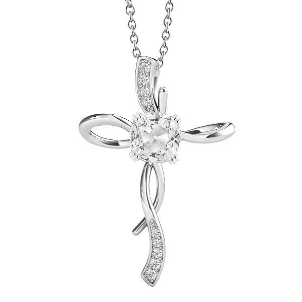 Pingente de ouro com diamante cruzado redondo e almofada antiga com corte de 2.50 quilates - harrychadent.pt